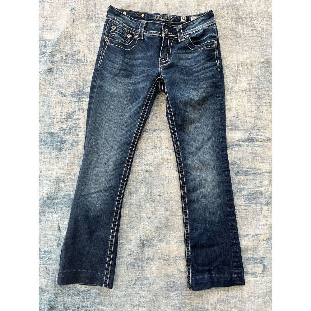 Miss Me Embellished Rhinestone Boot Cut Jeans Size 28